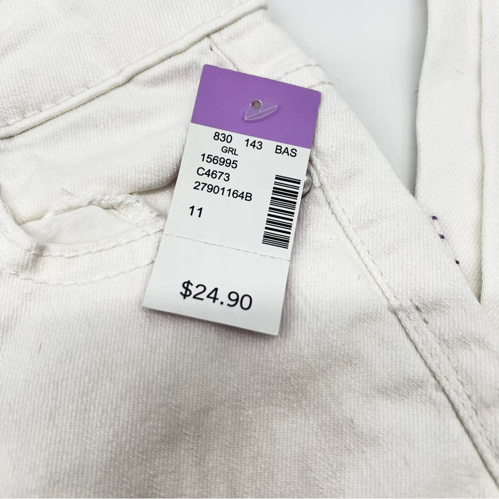 Evsie Girls White High Rise Jeans w/Lavender Stitching on Back Pocket-Size 11 - Picture 3 of 14
